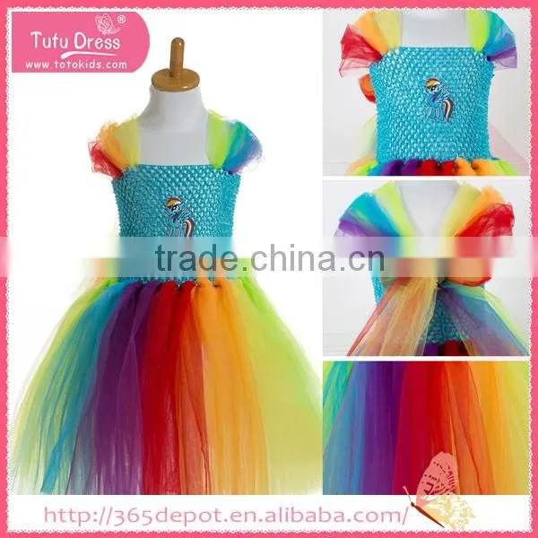 Voile Fabric rainbow color knee high satin gauze dress halloween costume