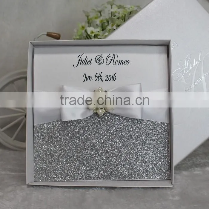 Ideal New Flower Flocking Elegant Luxurious Wedding Invitation Card