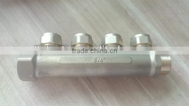 Brass forged water manifold for pex-al-pex heating pipe water manifold