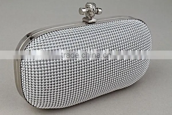 Fashion mesh crystal ball elegant clutch evening handbag for party