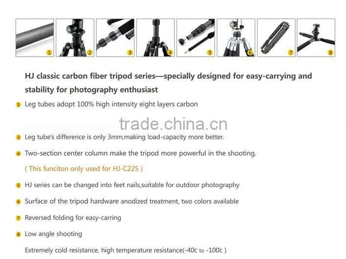 HJ-C224 Carbon Fiber Tripod