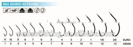 Red Paint High carbon steel PR-604 SHIRO-KITSUNE wholesale fishing hook