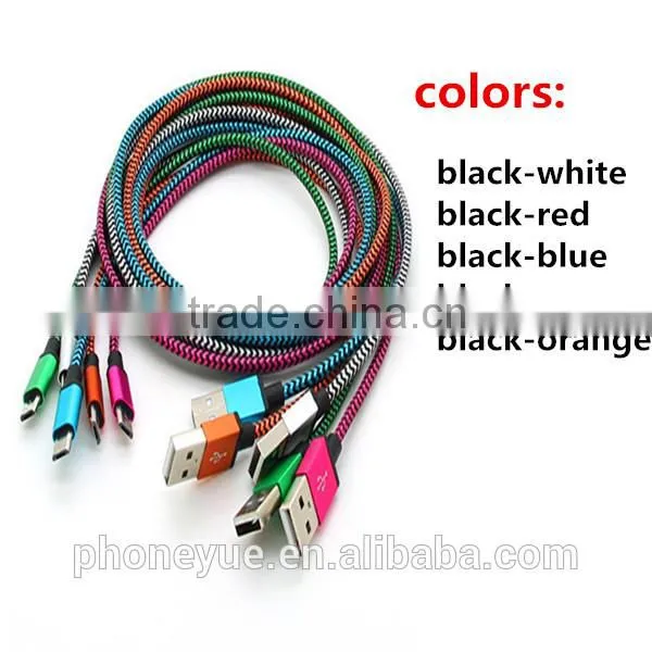 colofrul nylon braided usb charger charging cable for iphone 5/6