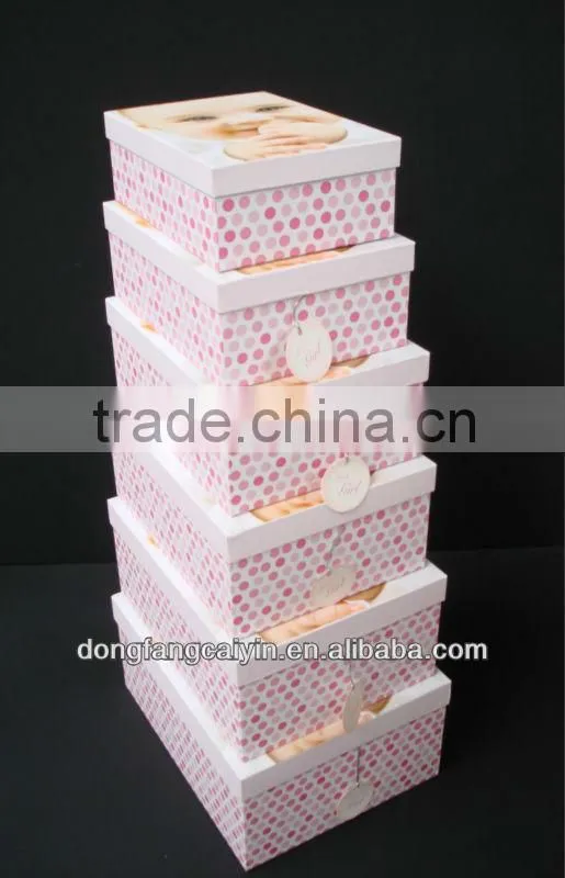 baby face pink hard cardboard A4 paper storage gift box