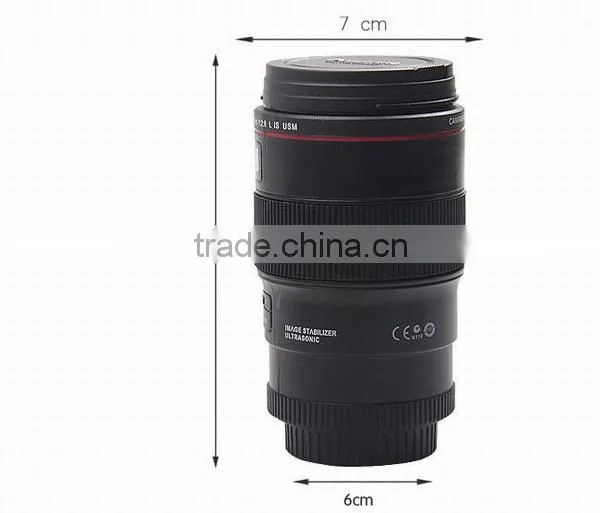 2nd Generation Camera Lens Tea Coffee Cup Mug Stainless Steel for Canon Black 24--105mm