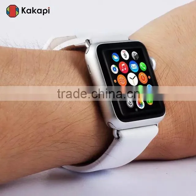 Kakapi One Buckle Smooth Leather Watch Band Wrist Strap With Watchband Converter For 42MM Apple Watch MT-3911