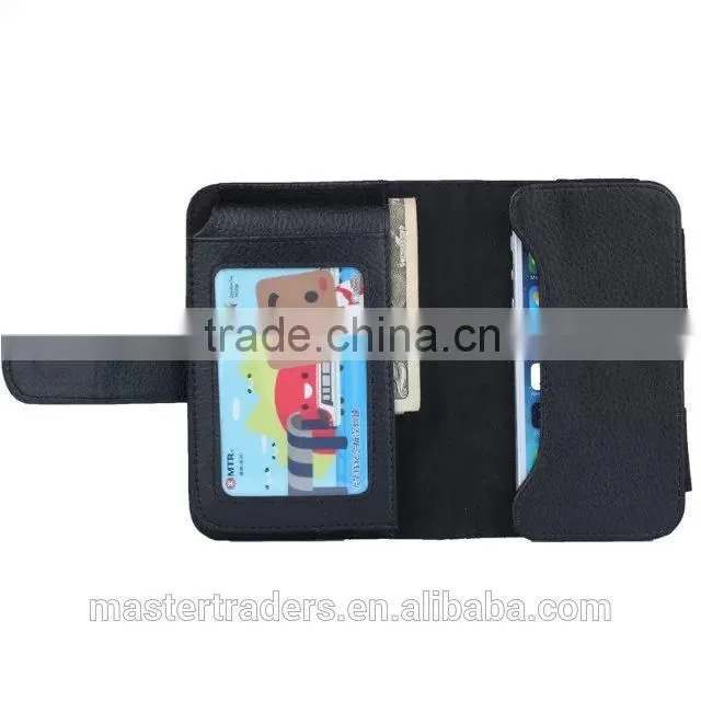 Cheap Multi Function Litchi Grain Stand Wallet PU Leather Case With Card Slot And PC Back Cover For 4 Inch Mobile Phone MT-3682