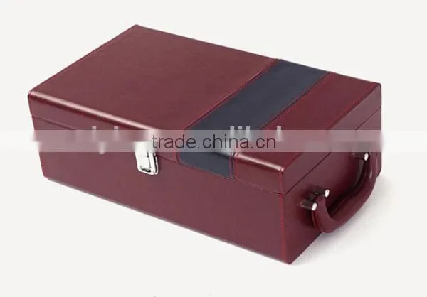 Exquisite Design Top Quality leather wine carry case