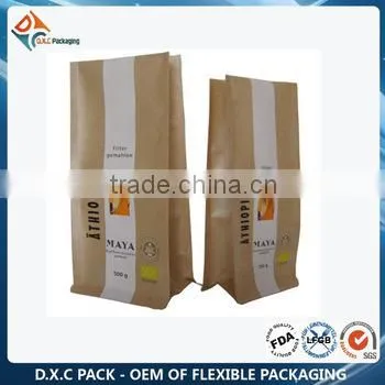 Stand Up Brown Paper Packaging Bag With Zipper Lined Foil