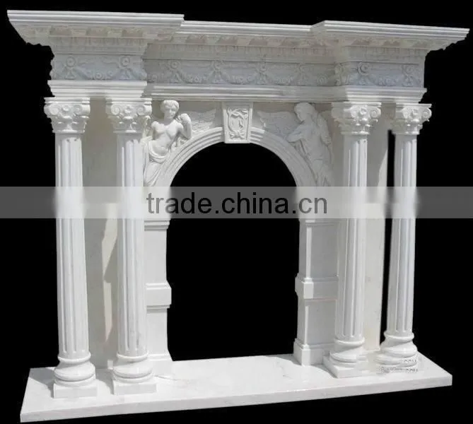 Natural Stone Sculpture Column Rustic Fireplace Mantels