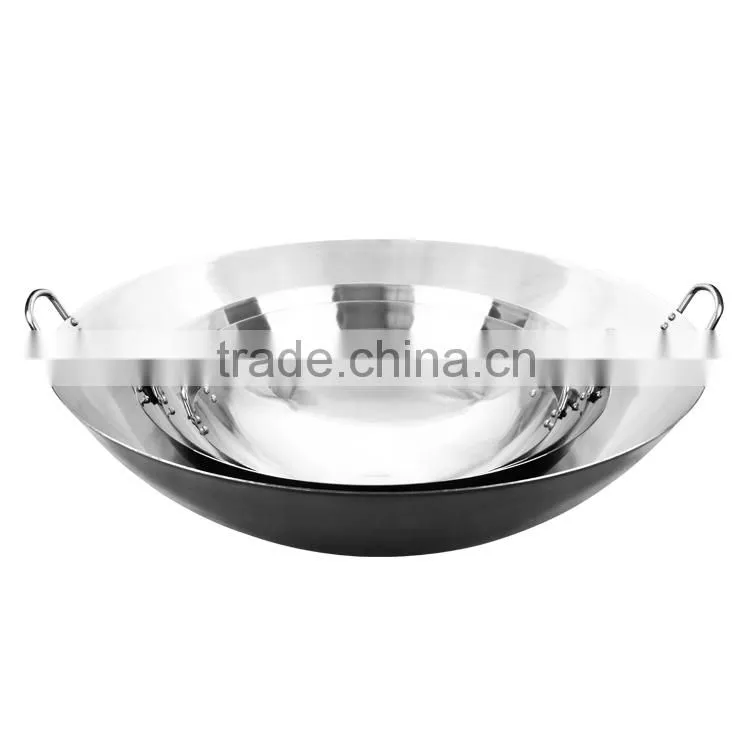 hot china product commercial big stainless steel wok wholesale