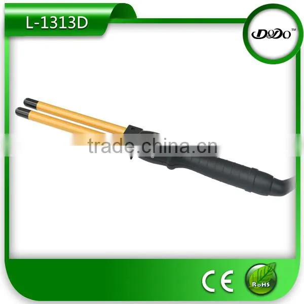 new design double barrels shape hair curler 13-13mm