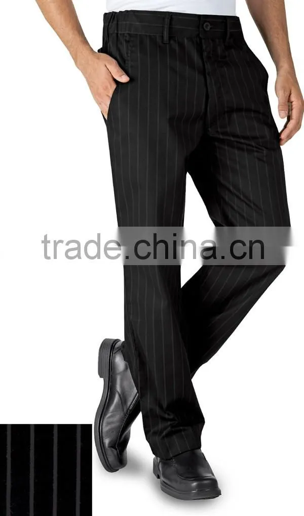 Black 100% Cotton Straight Leg Stripe Executive Chef Pants Uniform