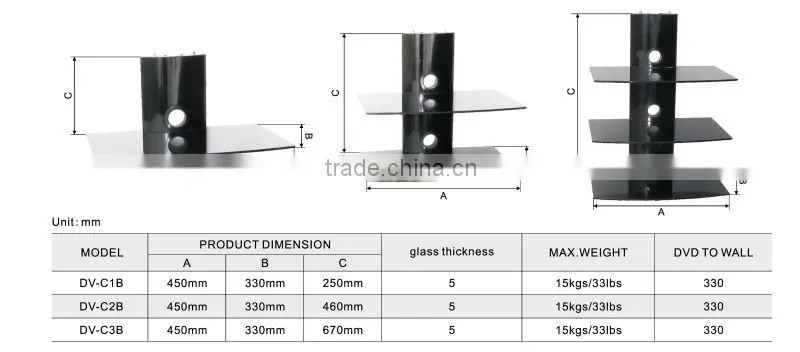 new design Simple black glass DVD rack,dvd bracket