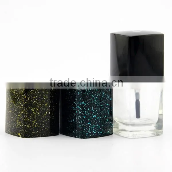 empty custom glass nail polish bottle with brush and plastic cap low price