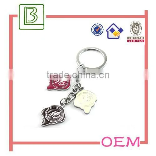 personalized metal keychain with round charm tag