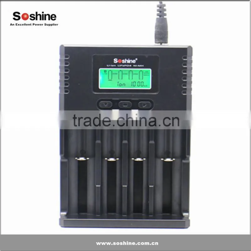 Soshine H4 4-slots LCD smart charger for protected 18650 battery