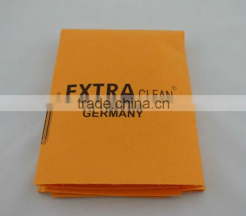 80%viscose, 20%polyester 50x70cm logo printed germany nonwoven orange super absorbent cloth for floor celaning use