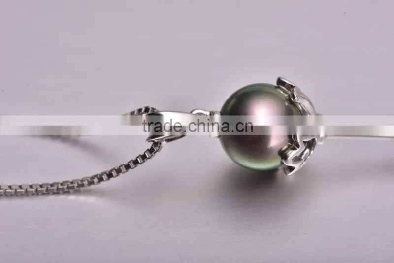 wedding jewelry 8--9mm best gift black tahitian pearl pendant