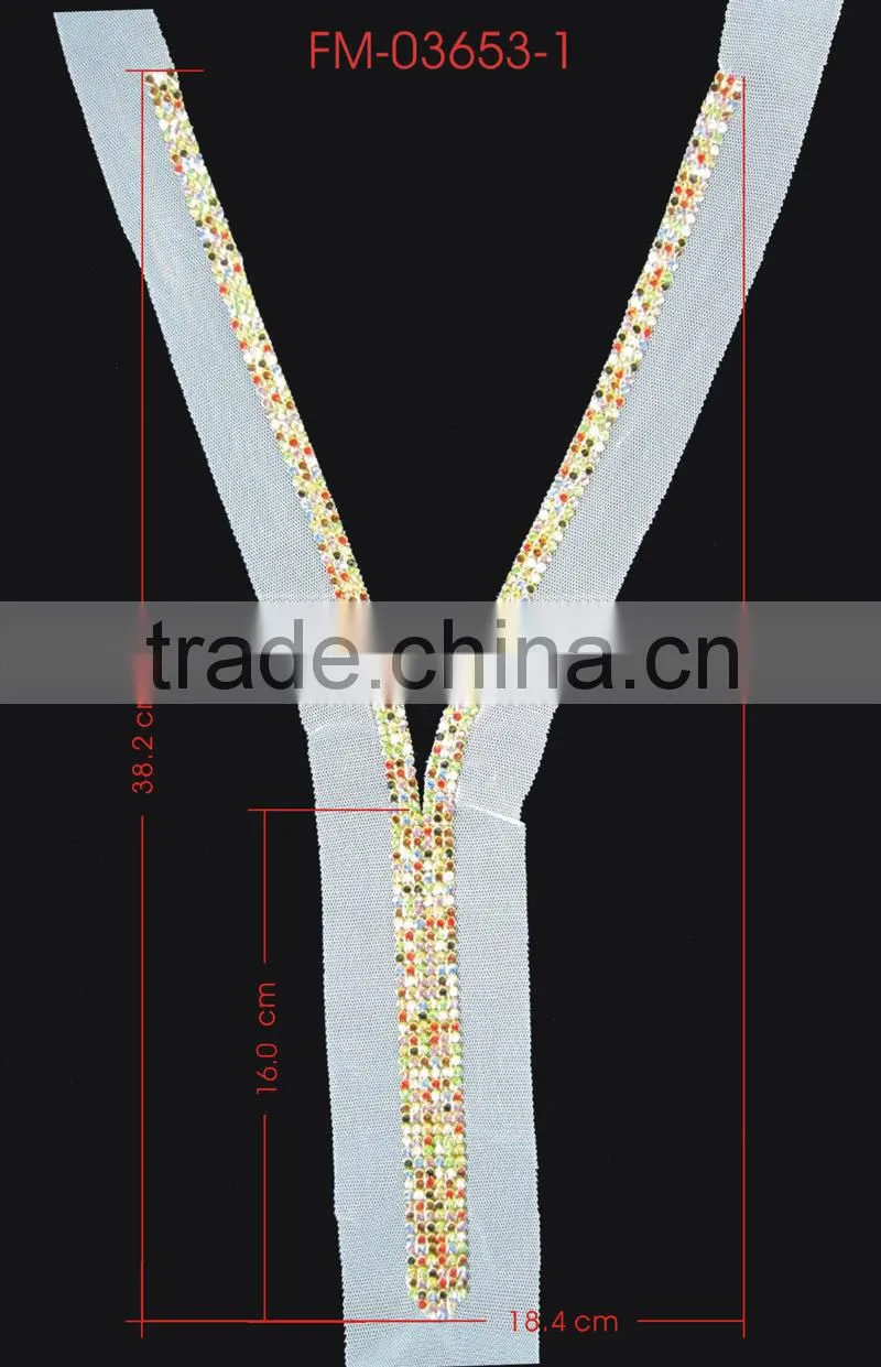 2MM Multi Color Rhinestone Collar Beaded Neckline Garment Accessories