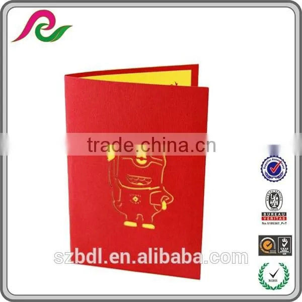 laser cutting children gift 3D pop greeting card