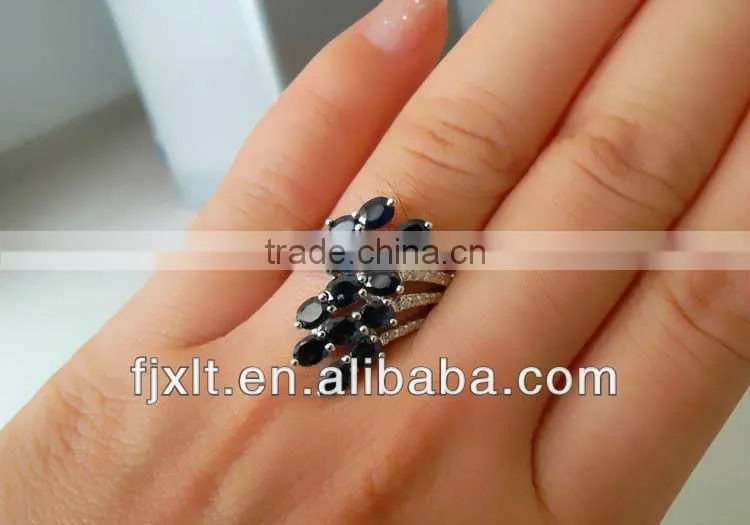 Newest European Style Blue Sapphire Gemstone Silver Ring