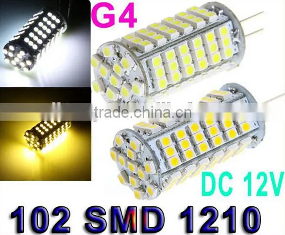 12V G4 LED Lamp Bulb with 102pcs SMD 1210 LED Light Home Marine Boat Car Lighting
