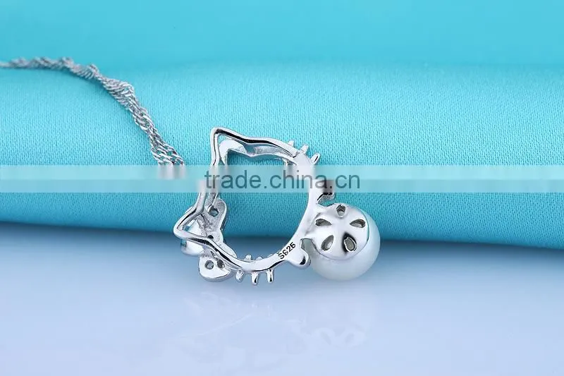 Lovely Cat Shaped Pearl 925 Sterling Silver Jewelry Sets