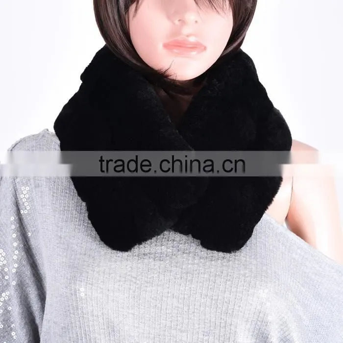 Classic black rabbit fur scarf/Women rabbit fur scarf/fur collar KZ150158