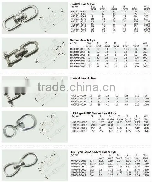 Stainless Steel Swivel Jaw & Jaw