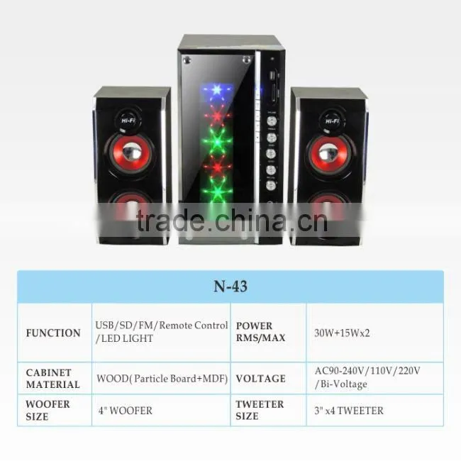 amplifier speaker system with usb,sd,fm ,remote ,2.1 speaker system with amplifier N-23