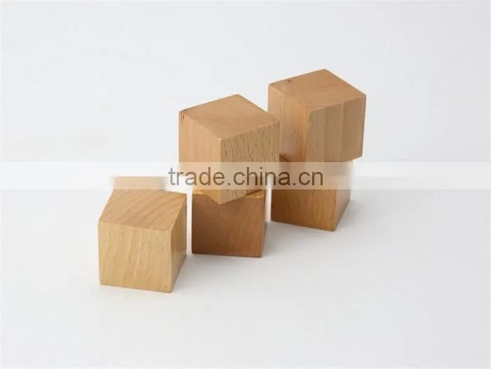 Customized hardwood wooden cube,eco-friendly unfinished DIY wooden toy cube