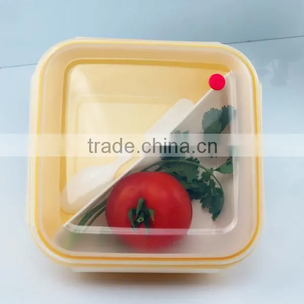 leakproof Plastic Food Lunch Love Bento Box Storage Container Pale Yellow Clear