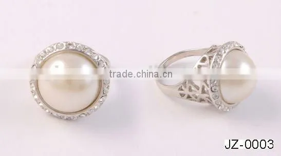 2012 new fashion silver pearl rings