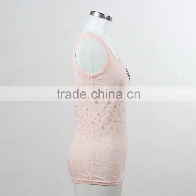 F5S15149 Fashion Plain Lace Dotted Tank Top for Women