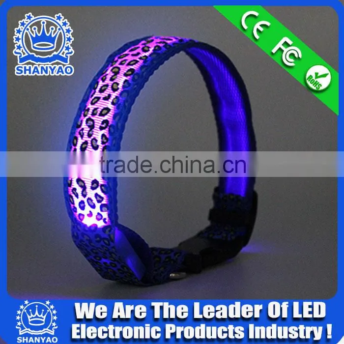2015 Hot Selling Christmas LED Electronic Dog Collar With Leopard