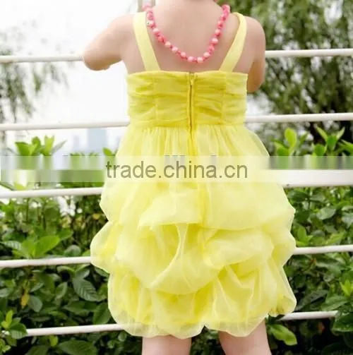 Hot Yellow Angle Layered Dress Custom Top Quality Slip Sunshine Fashion Princess Dress