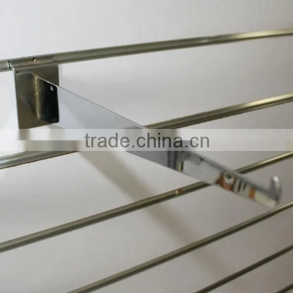 Chrome shelf bracket for wall slats