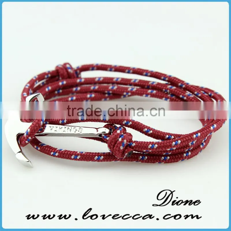 wholesale Nylon Rope Navy Style Alloy anchor bracelet