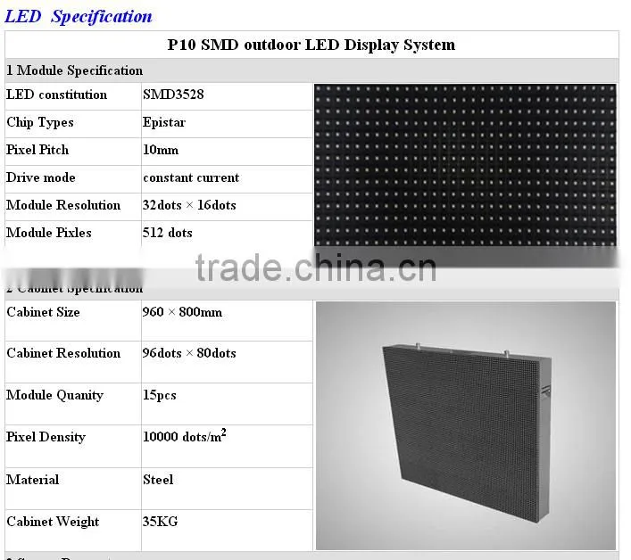 P10 DIP 3 Years Warrany Commercial LED Billboard LED Screen Display Board Outdoor Advertising LED Display Screen