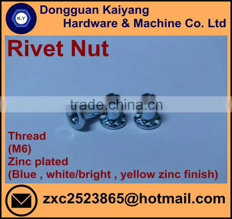 Round Head Barrel Nut (Furniture Nuts and Bolts) with Bright(White)/ Black / Blue/ Yellow ZincPlated; M6, M8.