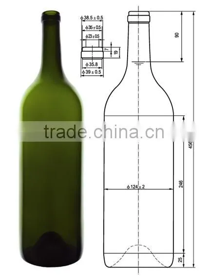 Glasslucky dark green 3000ml cheap wine bottles wholesale