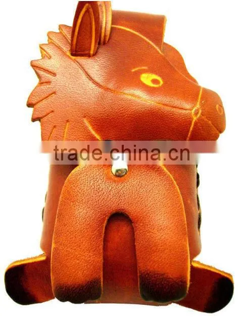 wholesales animal shaped genuine leather coin purse/ wallet handmade leather coin purse customized leather coin purse
