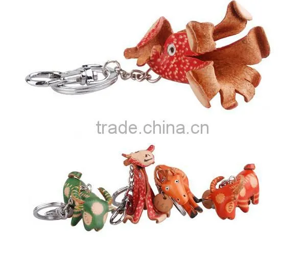 animals leather animal keychain with metal keychain keyring cheap leather keychain