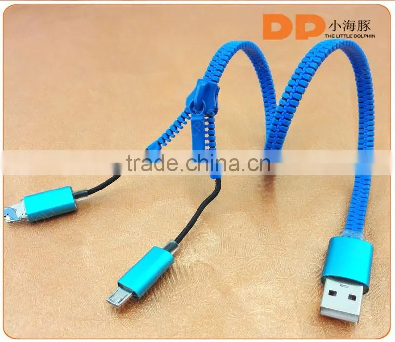 gadgets 2 in 1 zip USB cable illuminated LED zipper charging cable