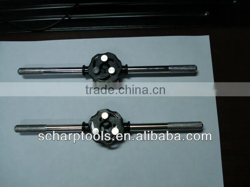 Adjustable guide die stock handle