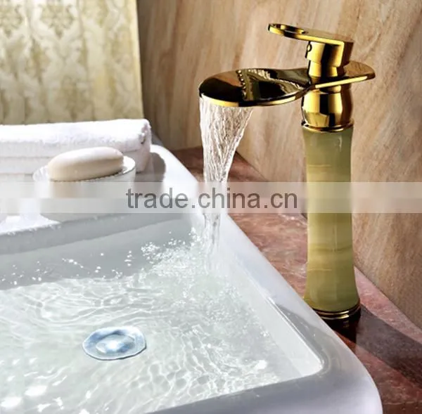shuikou brass waterfall faucet, bathroom gold color waterfall faucet with CUPC approved
