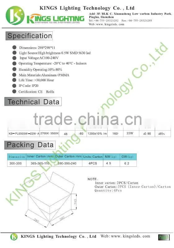 New design dimmable high brightness ultrathin led panel light