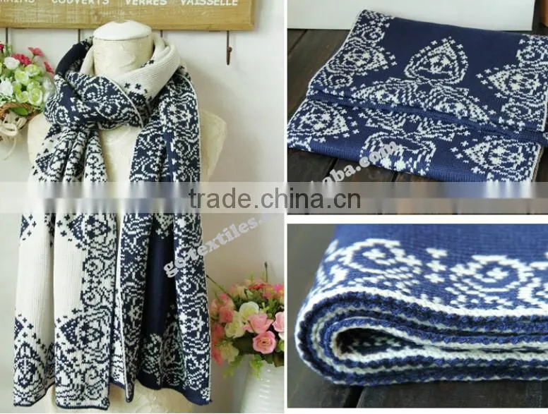 100% acrylic jacqard pattern single layer scarf for lady