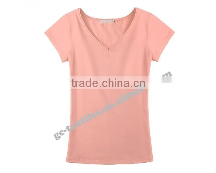 Short Sleeve V-Neck Women's Cotton/Spandex Sport T-shirt